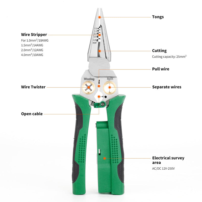 Rovux 8-in-1 Spannungsprüfer- und Abisolierzange