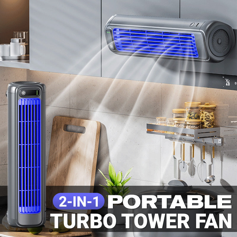 2-in-1 Tragbarer Turbo-Turmventilator