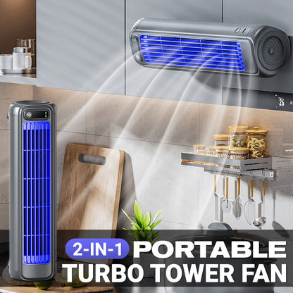 2-in-1 Tragbarer Turbo-Turmventilator
