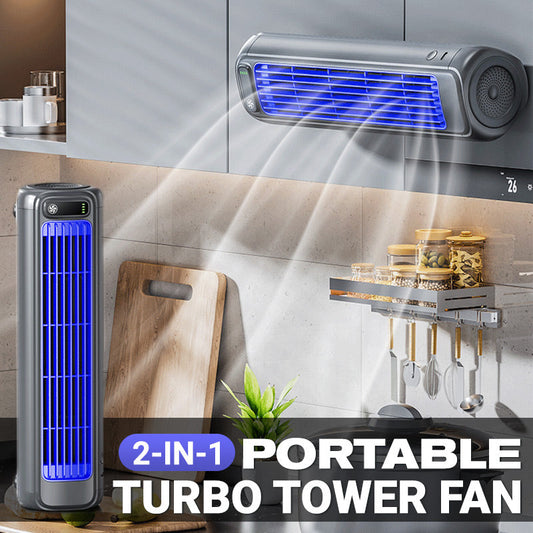 2-in-1 Tragbarer Turbo-Turmventilator