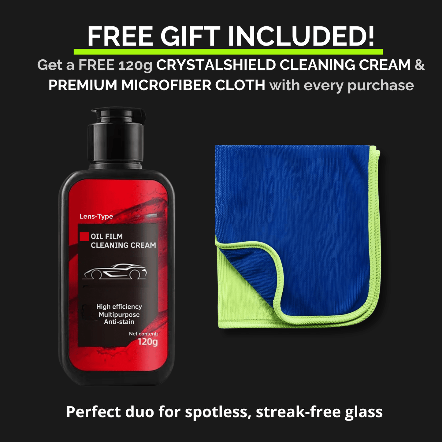 CrystalShield Pro 2.0 Hydrophobe Anti-Beschlag- & Ölfilm-Glasreinigungsbürste