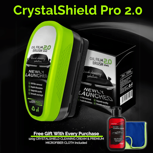 CrystalShield Pro 2.0 Hydrophobe Anti-Beschlag- & Ölfilm-Glasreinigungsbürste